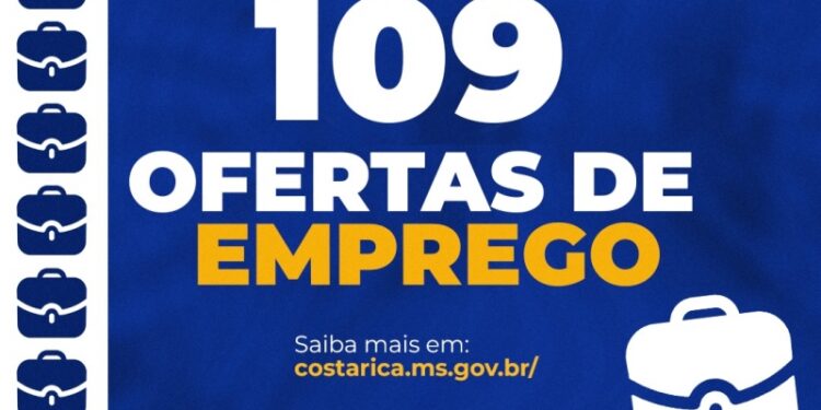 Casa do Trabalhador de Costa Rica disponibiliza 109 vagas de emprego nesta quarta-feira