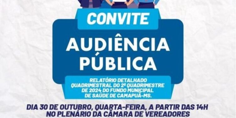 Prefeitura de Camapuã apresenta resultados do 2º quadrimestre da Saúde em audiência pública hoje