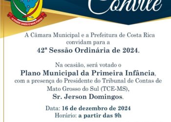Câmara de Costa Rica vota Plano da Primeira Infância com presença de presidente do TCE-MS