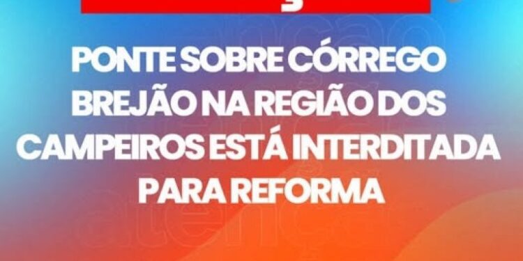 Camapuã: Ponte sobre o Córrego Brejão passa por reforma e tráfego é interditado