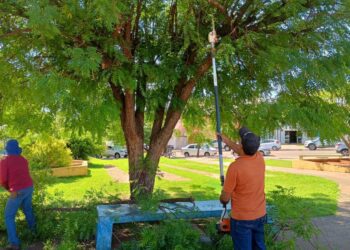 Camapuã realiza manutenção na Praça Ernesto Sólon Borges para melhorar segurança e estética