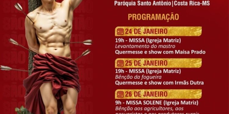 Festa de São Sebastião anima Costa Rica com shows, leilão e quermesses