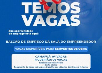 Camapuã e Figueirão abrem vagas para serventes de obra com contratação imediata