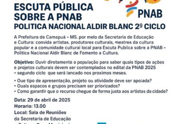 Camapuã realiza escuta pública para definir prioridades da cultura no edital da PNAB 2025