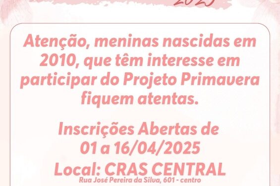 Projeto Primavera 2025 em Costa Rica: inscrições abertas para adolescentes nascidas em 2010
