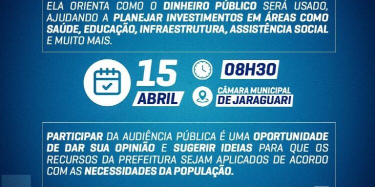 Jaraguari realiza audiência pública para discutir prioridades do orçamento de 2026