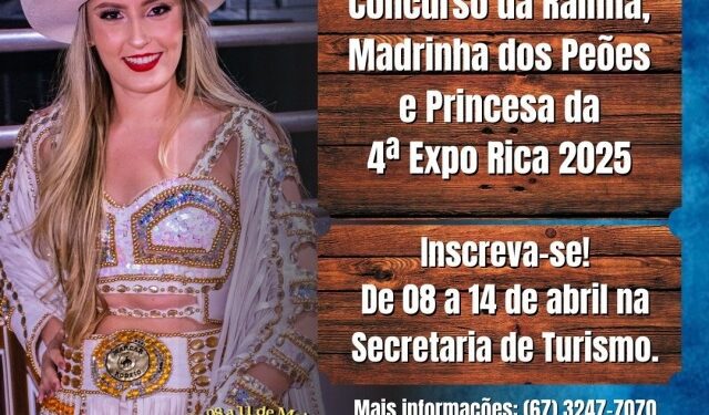 Prefeitura de Costa Rica inicia seleção para Rainha e Princesa da 4ª Expo Rica 2025