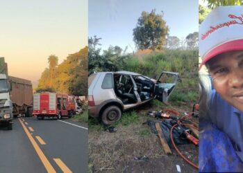 Acidente na MS-223 deixa motorista de Fiat Uno morto após colisão com carreta canavieira