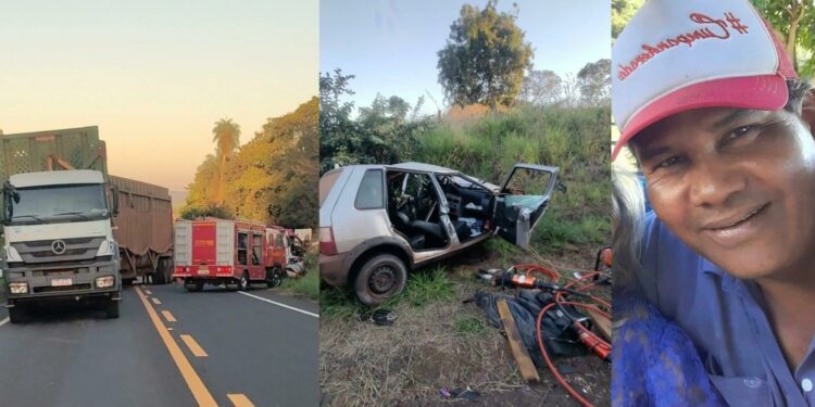 Acidente na MS-223 deixa motorista de Fiat Uno morto após colisão com carreta canavieira