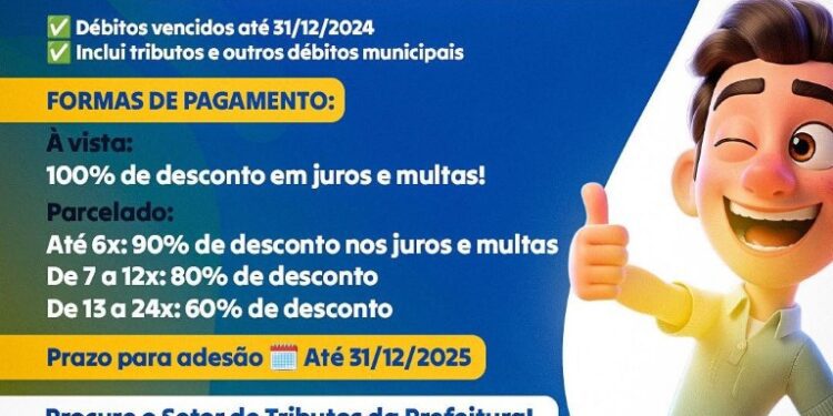 Jaraguari lança programa de regularização com descontos em débitos municipais