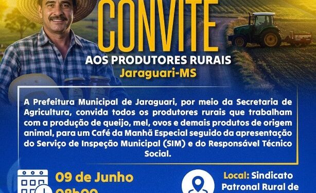 Jaraguari convoca produtores para café da manhã com esclarecimentos sobre inspeção sanitária