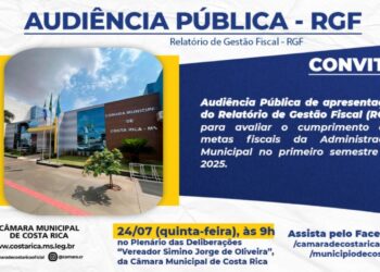 Câmara de Costa Rica promove audiência pública sobre Relatório de Gestão Fiscal