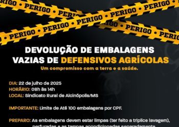 Prefeitura de Alcinópolis orienta sobre devolução de embalagens vazias de defensivos