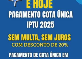Hoje é o prazo final para pagamento do IPTU 2025 com desconto em Costa Rica
