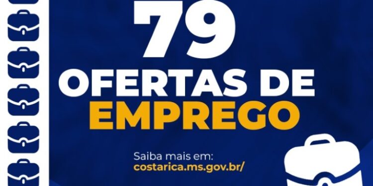 79 postos de trabalho são divulgados pela Prefeitura de Costa Rica