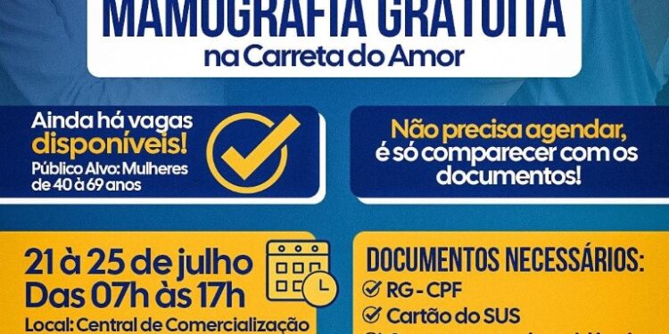 Jaraguari oferece mamografias gratuitas para mulheres entre 40 e 69 anos