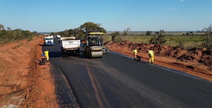 Pavimentação na rodovia MS-338 entre Camapuã e Ribas entra na faze final de conclusão