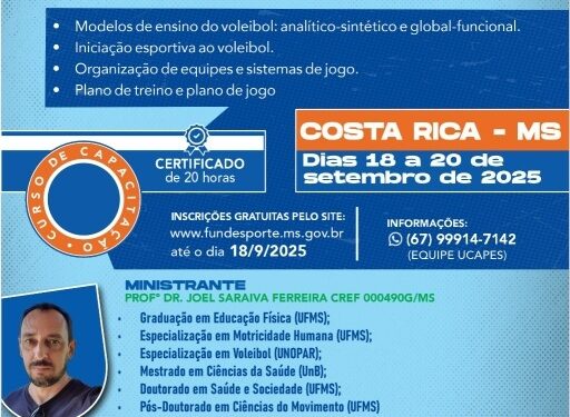 Curso de iniciação ao voleibol será realizado em Costa Rica com 200 vagas disponíveis
