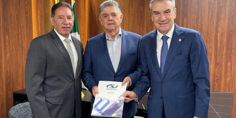 TCE apresenta parecer sobre as contas do governo de 2024 ao presidente da ALEMS, Gerson Claro