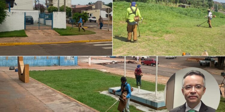 Jean Carlos supervisiona serviços de limpeza e melhorias em espaços públicos de Camapuã