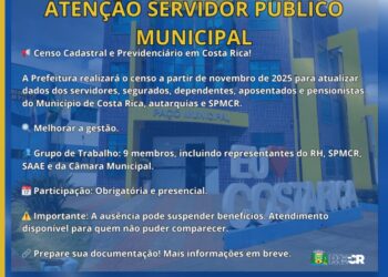 Censo obrigatório vai revisar dados de servidores e beneficiários do regime previdenciário em Costa Rica