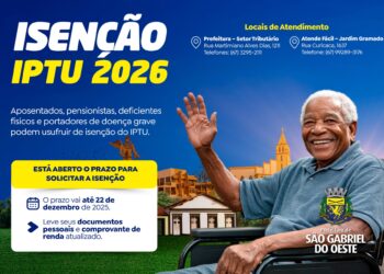 São Grabriel do Oeste: Município orienta contribuintes sobre solicitação de isenção do IPTU 2026