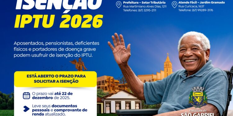São Grabriel do Oeste: Município orienta contribuintes sobre solicitação de isenção do IPTU 2026