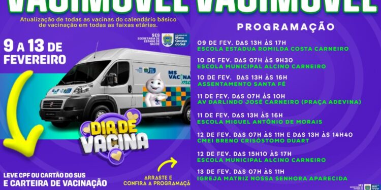 Vacimóvel percorre Alcinópolis com ações de imunização até 13 de fevereiro