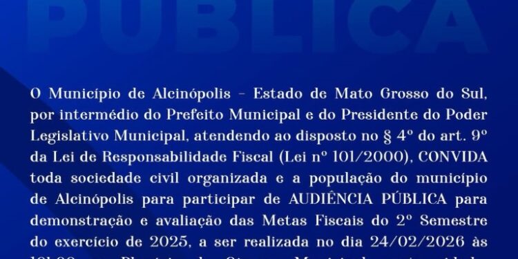 Alcinópolis realiza audiência para prestação de contas do 2º semestre de 2025