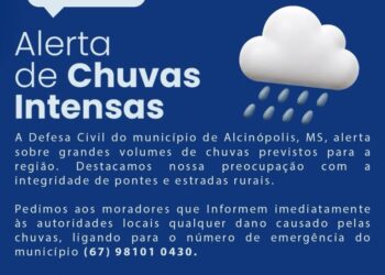 Defesa Civil reforça medidas preventivas após previsão de chuvas em Alcinópolis