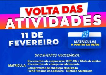 Alcinópolis abre matrículas no CACA e define retorno das atividades para fevereiro
