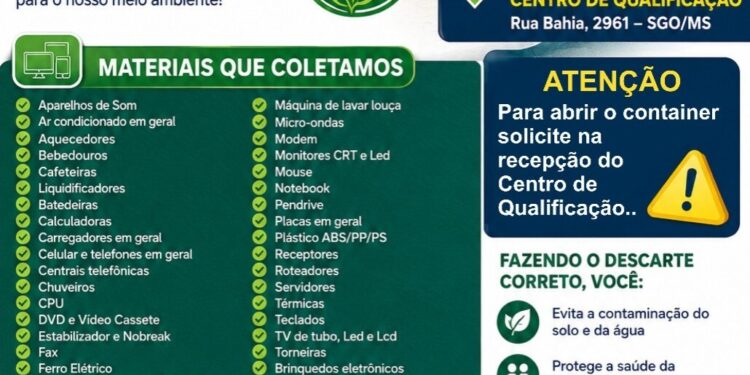 São Gabriel do Oeste ganha ponto de coleta gratuito para descarte de lixo eletrônico