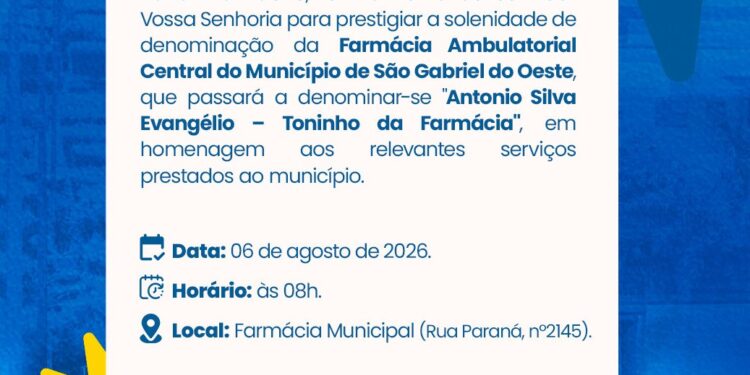 Farmácia Municipal de São Gabriel do Oeste passa a levar o nome de Antônio Silva Evangélio, o “Toninho da Farmácia”
