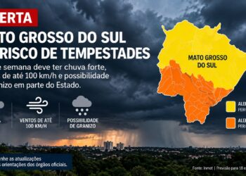 MS terá fim de semana de tempestades e alerta laranja prevê ventos de até 100 km/h