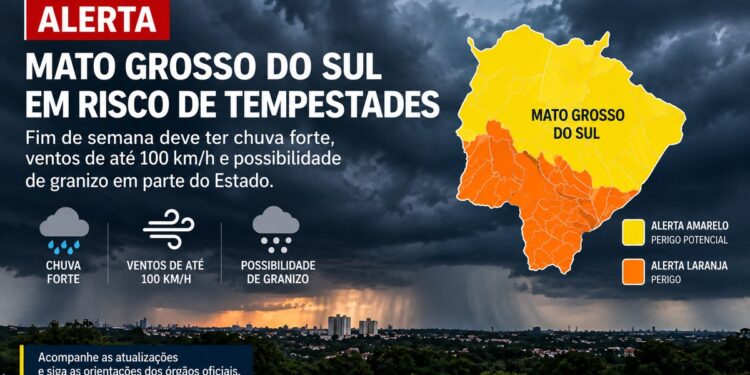 MS terá fim de semana de tempestades e alerta laranja prevê ventos de até 100 km/h
