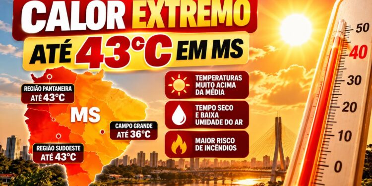 Calor pode chegar a 43°C em Mato Grosso do Sul nesta segunda-feira