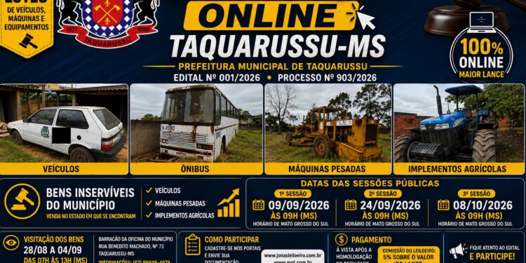 Leilão em MS oferece tratores, caminhões, ambulância e máquinas nesta quarta-feira