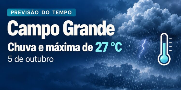 Campo Grande tem previsão de chuva e máxima de 27 °C nesta segunda-feira