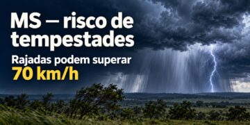 MS tem aumento do risco de tempestades nesta quinta, com rajadas que podem superar 70 km/h