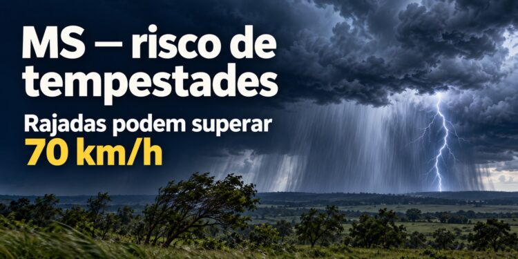 MS tem aumento do risco de tempestades nesta quinta, com rajadas que podem superar 70 km/h